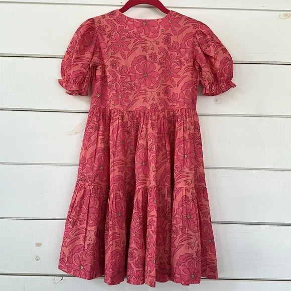 Utsa Kids Pink & Gold Floral Cotton Summer Dress Size 9/10 - Picture 9 of 14